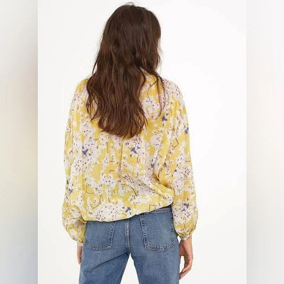 Anna Glover X H&M Butter Yellow Floral Blouse‎ Womens 6 Cottagecore Fairy Summer - Picture 3 of 14